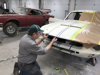 Masking off for Shelby stripes.